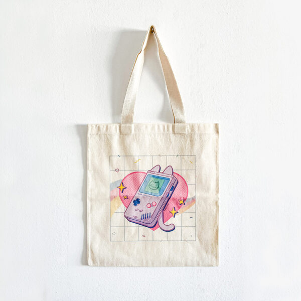 Gamecat totebag gameboy cat videogames