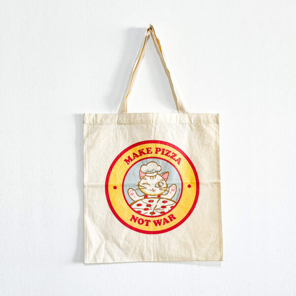 Make pizza not war totebag